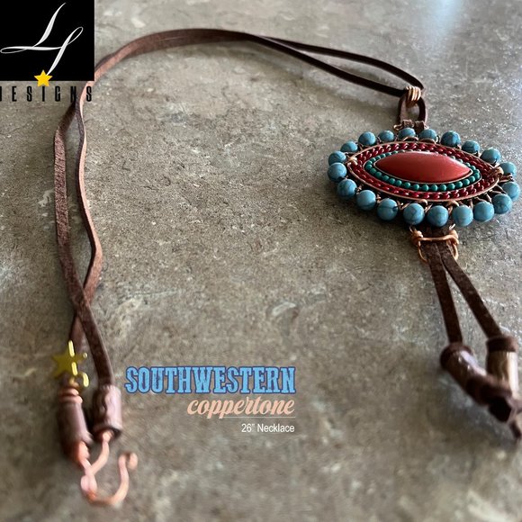 lf Designs: SOUTHWESTERN COPPERTONE 28" Boho Necklace - Picture 1 of 7